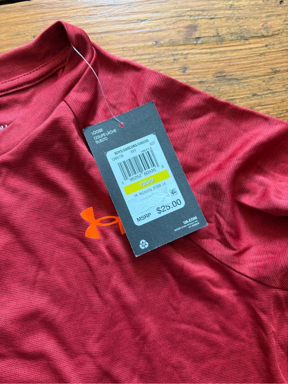 Under Armour Men’s Long Sleeve Tech Shirt - Deep Red with Orange Logo